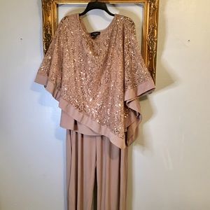 R & M RICHARDS Women’s Formal, Evening, Party Poncho 3 piece Pant Suit SIZE 22W